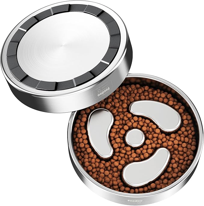 Slow Feeder Dog Bowl-1Cup for Small Puppy, Double-Layer 304 Stainless Steel Puzzle Bowl, Anti-Choking for Fast Eaters, Heavy-Duty Non-Slip Base, Dishwasher Safe