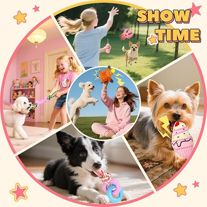 9 Pack Dog Toys for Small Dogs & Puppies Puppy Chew Toys for Teething No Stuffing Squeaky Rubber Chew Toys with Duck Toy, Donut, Cake, Dog Bone & Treat Ball for Calming Chewing Fun