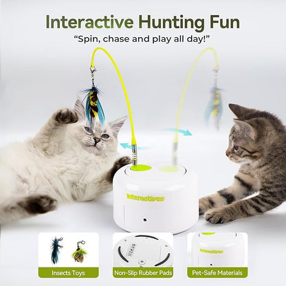 ALL FOR PAWS Interactive Cat Toys, Motion Activated Feather Cat Toy, Automatic Fluttering Bug Enrichment Toy for Kittens, Includes One Insect Replacement