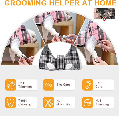 BEAUTYZOO Dog Grooming Hammock, Medium Dog Sling for Nail Trimming, Dog Hanging Harness for Claw Care with Thick Fabric Neck Support Wide Strap Restraint Cat Grooming Hammock, Black M