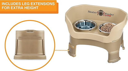 Neater Feeder Deluxe Medium Dog with Leg Extensions and Slow Feed Bowl, Cappuccino