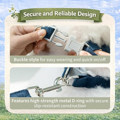 Hands Free Dog Leash and Harness Set, Adjustable No Pull Puppy Harness, Soft Breathable H-Type Vest for Small Medium Dogs Cats Walking Jogging Training (Denim Blue, XL)