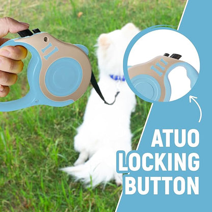 Retractable Dog Leash Automatic Telescopic Tractor Dog Tape, Pet Tape 10/16 FT Durable and Convenient, with Folding Bowl, Dispenser, Rubbish Bags, Suitable for Small and Medium Dogs