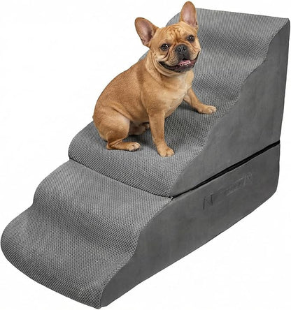 30" Pet Stairs for High Beds up to 36 Inches, No Assembly Foam Dog Steps with Non-Slip Surface, Lightweight Cat Ramp Ladder for Bedroom, Living Room, Cars