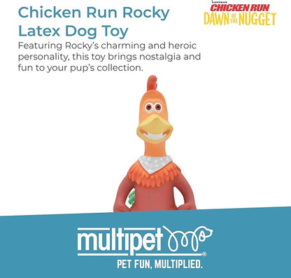 Multipet Chicken Run Rocky Latex Dog Toy - Durable Squeaky Toy for All Dogs - Easy-to-Clean Latex Squeaky Toys - for Cuddling, Chewing & Playing (10")