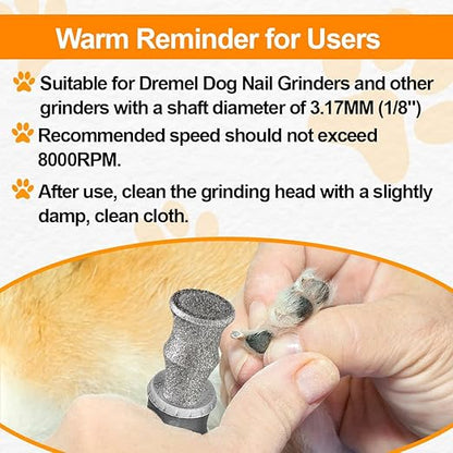 Diamond Rotary Pet Nail Grinder Bits Dog Nail Grinder Replacement Head -5PCS 1/8" Replacement Grinder Wheel for Animals Nail Care(Mixed)