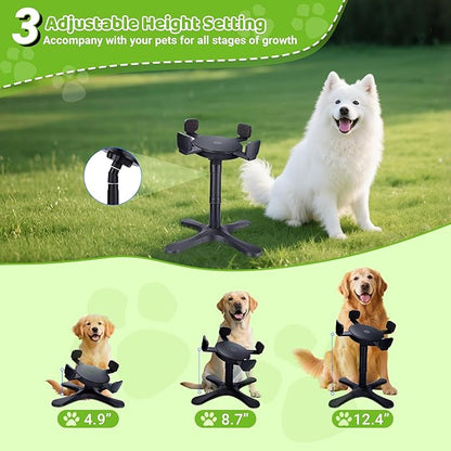 Dog Bowls Elevated Adjustable Stand, Raised Bowl with 3 Heights & Tilted Feeding Stand, Compatible with Various Bowls, for Medium & Large Breeds (2 Pack) Black