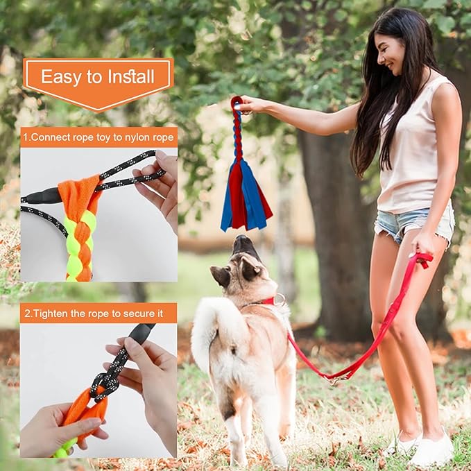 Flirt Pole for Dogs, Interactive Dog Toys Teaser Wand Play Pole with Fleece Rope Lure Chewing Toy for Small Medium Large Dogs Puppy Outdoor Exercise & Training