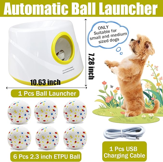 Magicorange Automatic Dog Ball Launcher, Interactive Dogs Balls Thrower for Small and Medium Dogs,Dog Fetch Machine (Lime Green)