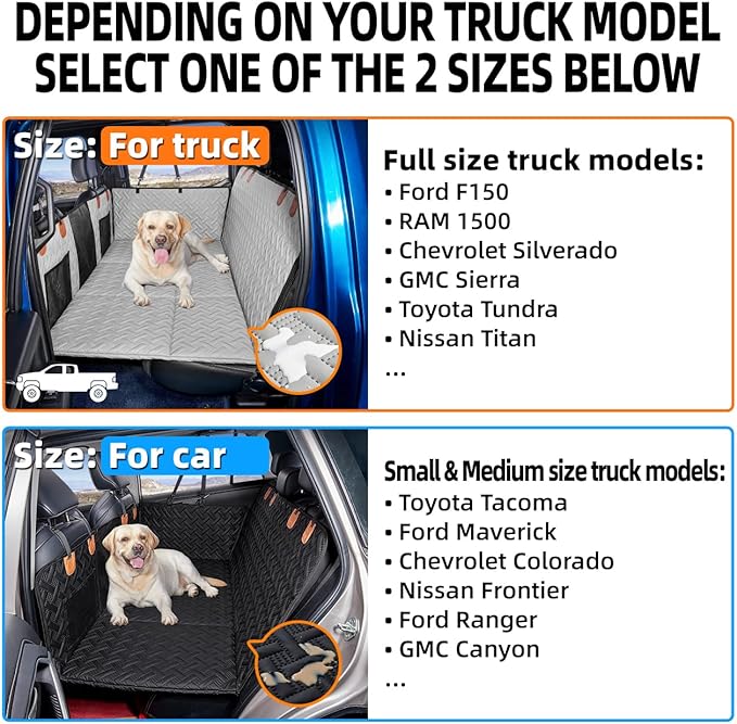 MAXFUT Dog Back Seat Extender for Truck,Dog Seat Cover Back Seat,Dogs Hammock,Hard Bottom Backseat Extender for Pet,Pet Seat Cover for F150/RAM1500/Silverado