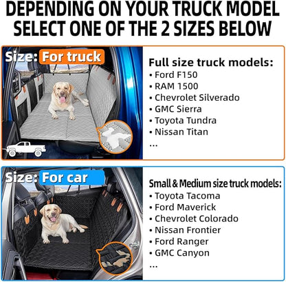 MAXFUT Dog Back Seat Extender for Truck,Dog Seat Cover Back Seat,Dogs Hammock,Hard Bottom Backseat Extender for Pet,Pet Seat Cover for F150/RAM1500/Silverado