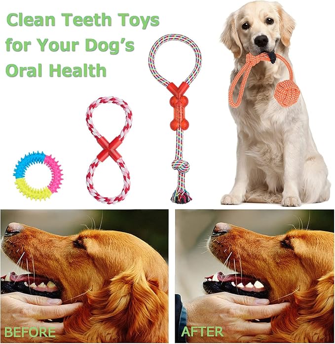 Dog Chew Toys for Small to Medium Dogs - 10 Pack Tough Dog Toys, Interactive Rope Teething Toy for Puppy, Durable Tug of War Toy, Birthday and Festival Gift Set