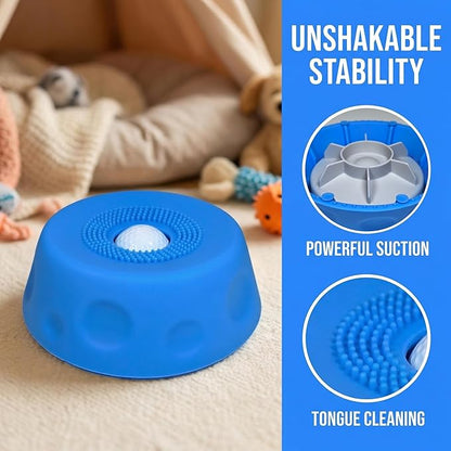 Silicone Lick Bowl for Dogs with Suction Cup, Anti-Slip Slow Feeder, Upgraded Chew-Resistant Ball & Anti-Disassembly Design, 250ml Capacity, Dishwasher Safe, for Small Medium Large Pets (1,Blue)