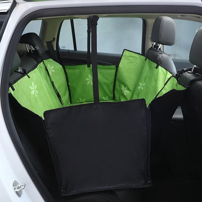 Dog Car Seat Cover - Heavy Duty Dog Hammock with Side Flaps - Waterproof/Scratch Proof/Nonslip Padded Pet Seat Cover - Universal fits All Cars