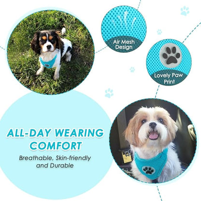 Lukovee Dog Seat Belt for Car, Adjustable Dog Car Harness for Large Medium Small Dogs, Soft Padded & Breathable Mesh Dog Seatbelt with Car Strap and Carabiner (Light Blue,S)