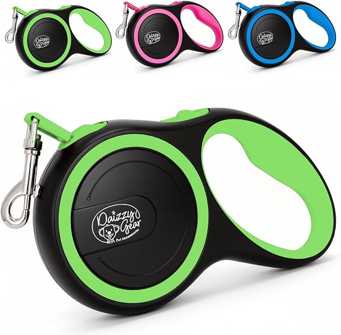 Retractable Dog Leash for Small, Medium & Large Dogs – Heavy-Duty, Tangle-Free, Reflective, 16FT Long, Anti-Slip Soft Handle with One-Hand Brake - 44 LBS /16FT - Small - Green