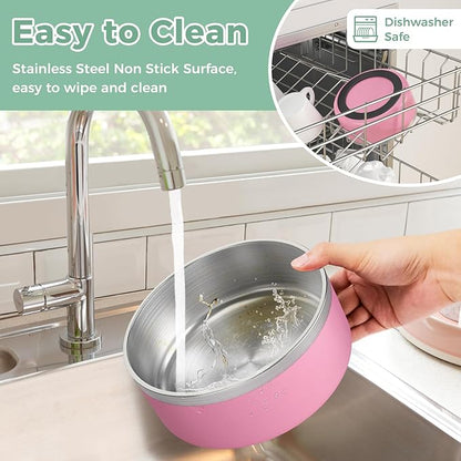 LIHONG Stainless Steel Dog Bowls for Small Medium Sized Dogs Non Slip,Insulated Dog Bowl,Pet Bowl for Food and Water,Rustproof(40oz,Pink)
