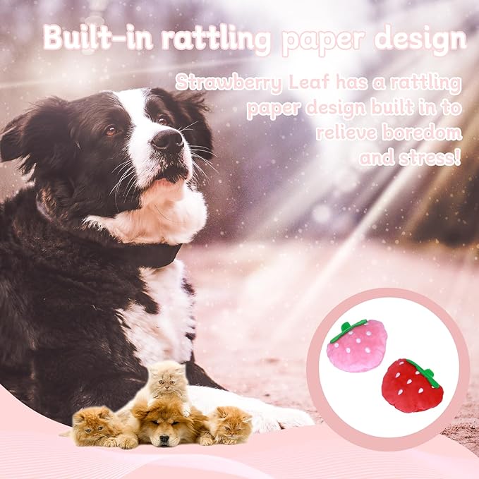 YXQ 2PCS Strawberry Dog Toy Pet Interactive Chew Toy Big Red and Pink Pet Plush for Dog Teething and Playing and Chewing