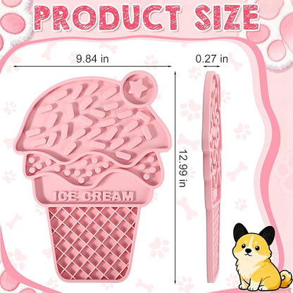 Ceenna Lick Mat for Dogs and Cats Silicone Snuffle Mat Slow Feeder Lick Pat Easy Clean Pet Slow Feeder Anxiety Relief Dog Slowing Feeders Licks Pat Feeding Mats for Pet Training Mats(Ice Cream Style)