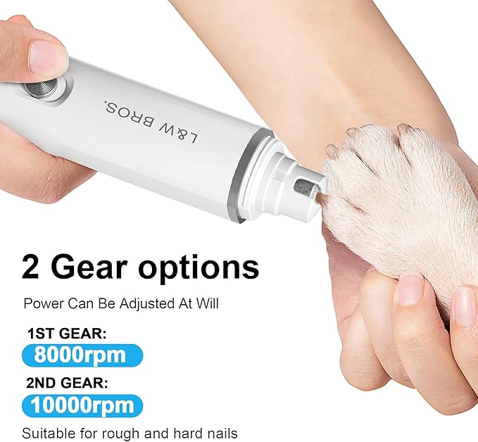 L&W BROS. Electric Dog Nail Trimmer, Rechargeable Dog Nail Grinder for Large Dogs, Pet Nail Grinder for Dogs & Cats