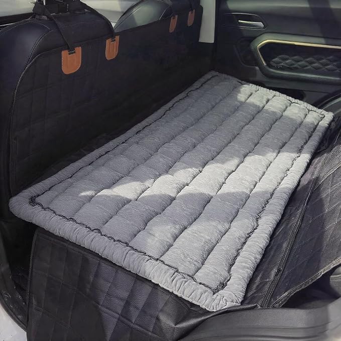 Backseat Pet Bed Mat，Dog Car Seat Cover for Back Seat，Fit for Backseat Extenders，Car Seat Protector, Nonslip Soft Durable Pet Bed for SUVs, Sedans & Trucks（Blue-Gray，24.8x54 inch）