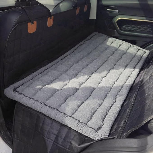 Backseat Pet Bed Mat，Dog Car Seat Cover for Back Seat，Fit for Backseat Extenders，Car Seat Protector, Nonslip Soft Durable Pet Bed for SUVs, Sedans & Trucks（Blue-Gray，24.8x54 inch）