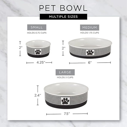 Bone Dry Ceramic Marble Non-Slip Pet Bowls, Dishwasher Safe, Large Set, 7.5x2.4, Teal, 2 Count