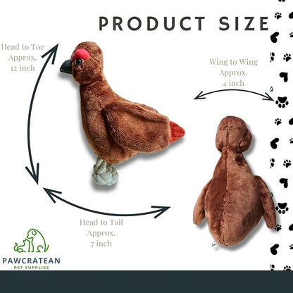 7" Squeaky Plush Toy for Puppies Small Dogs Self Etertainment Washable Soft Made [PET ONLY] (Brown Turkey)