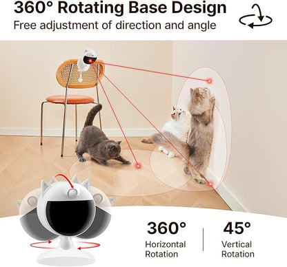 Potaroma Motion Activated Cat Laser Toys Interactive, Smart Sensor Truly Random Trjajectory with Clamp Design, Automatic Chargeable Kitten Toy Indoor Exercise, Chalk White