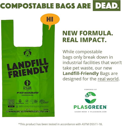 Doggy Do Good Landfill-Friendly Poop Bags | Dog Waste Bags Made with 50% Recycled Plastic + 15% Biobased Material | Unscented, Thick, Leak-Proof, Easy Open | Large | 180 Count Grab & Go Handle Bags
