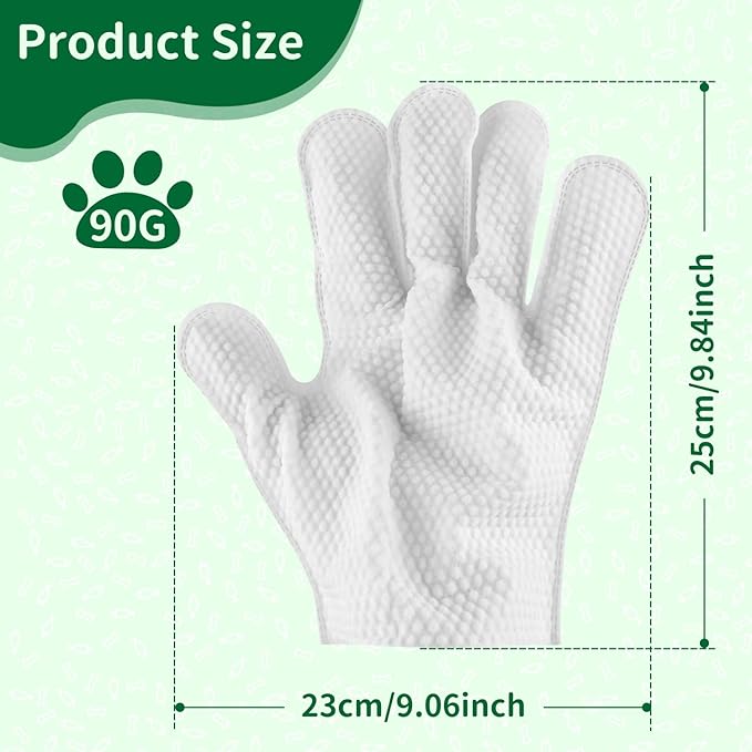 Pet Grooming Glove Wipes for Dogs & Cats, Hypoallergenic Deodorizing Cleansing Wipes with Coconut Oil & Botanical Extracts, 90 g Extra-Thick Gentle Wipes for Daily & Outdoor Care (20 Pcs)