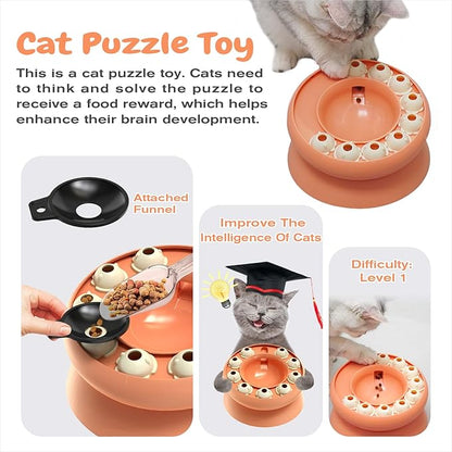 KADTC U.S. Brand & Design - Cat Puzzle Feeder for Indoor Cats Treat Puzzles,Food Slow Bowl,Kitten Enrichment Toys Kitty Mental Stimulation Brain-Teasing Pink Toy