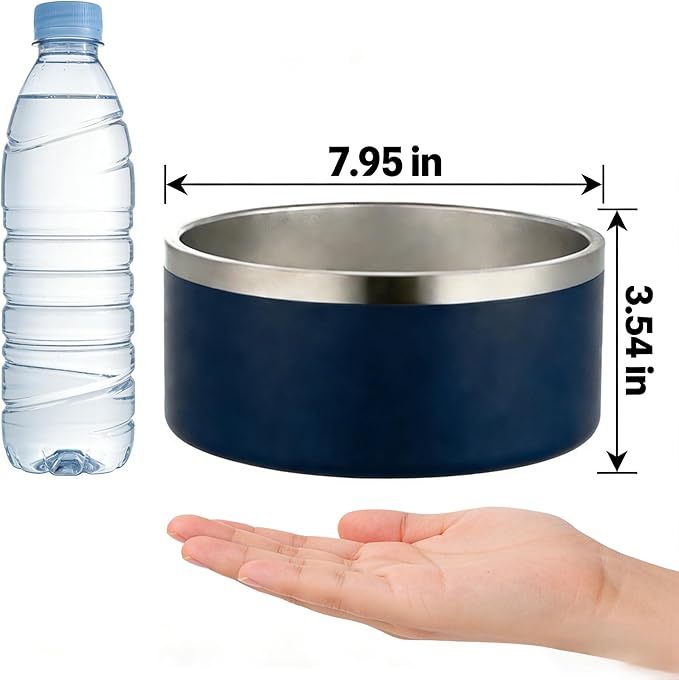 64oz Giant Breed Dog Bowl Non Slip, Commercial Grade Stainless Steel XL Heavy Duty Dog Food Water Bowl for Large Dogs, Dishwasher Safe Jumbo Pet Bowl (Blue)