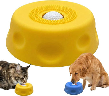 Lick Ball for Dogs - Slow Feeder Dog Bowls with Lick Ball, Anxiety Relief Licking Toy, Non-Slip Dog Lick Bowl Treat Dispenser for Dogs & Cats - Yellow
