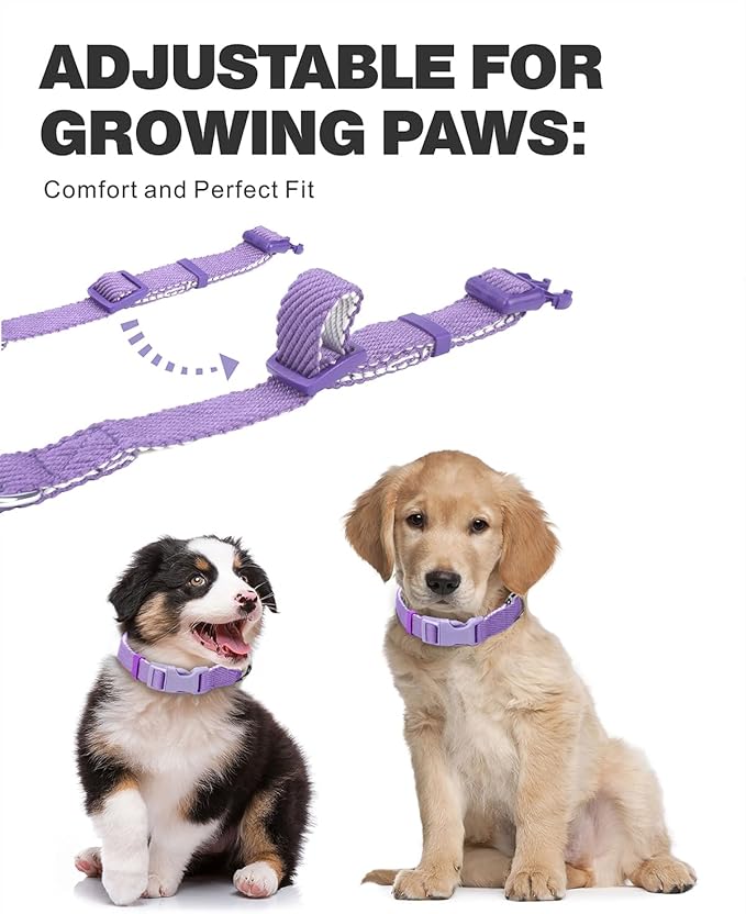 Dynmeow Soft and Breathable Cotton Dog Collar, Durable Adjustable Heavy-Duty Female Girl Pet Collar with Quick-Release Buckle, Lightweight for Sensitive Skin for Medium and Large Dogs, Purple, M