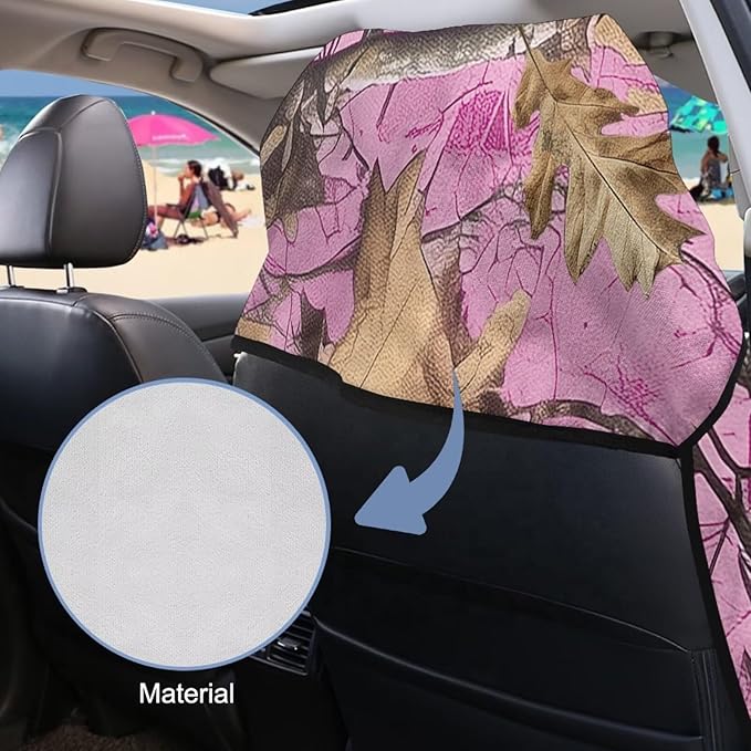 SEANATIVE Car Seat Towel Covers with Storage Bag Seat Post Workout Sweat Washable Cover for Car Towel for Dog Pet Workout Outdoor Sport Activities, Pink Camouflage Hunting Print