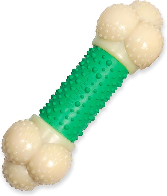 Nylabone Double Action Bone Power Chew Toy for Dogs, Dog Toys for Aggressive Chewers, Bacon Flavor, X-Large - 50+ lbs, 1 Count