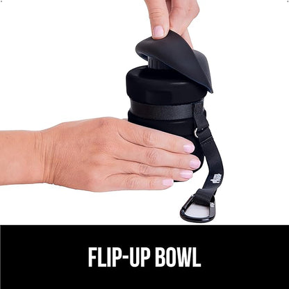 GORILLA GRIP Dog Water Bottle, Portable Water Bowl Dispenser for Dogs, 12 oz Leak Proof Pet Travel Squeeze Bottles Food Grade Silicone, Pet Stocking to Go Puppy Essentials, Black
