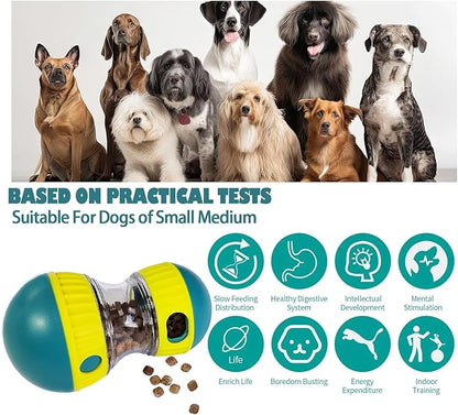 Dog Food Puzzle Toys, Adjustable Dog Treat Dispensing Dogs Toys, Interactive Chase Slow Feeder for Boredom and Stimulating, IQ Training for Small Medium Dogs