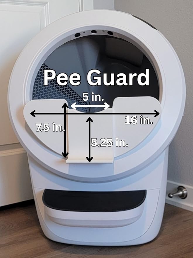 Pee Guard Max Shield Step for Litter-Robot 4 : Anti-Flicking, One-Piece Design (White Pee Guard w/Leveler)