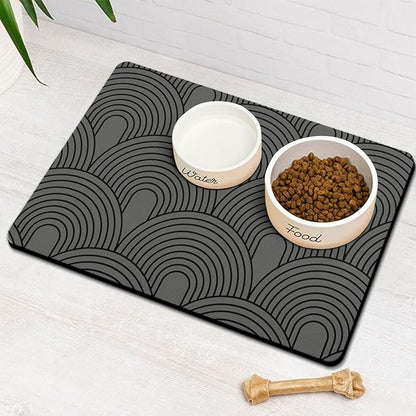 Dog Food Mats for Floors Absorbent, Pet Cat Food Mat - Quick Dry Dog Bowl Mats for Food and Water, Eco-Friendly Boho Pet Supplies