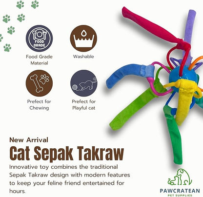 Catnip Sepak Takraw Toy with Crackle Paper Colorful Self-Entertainment Durable Chew Toy