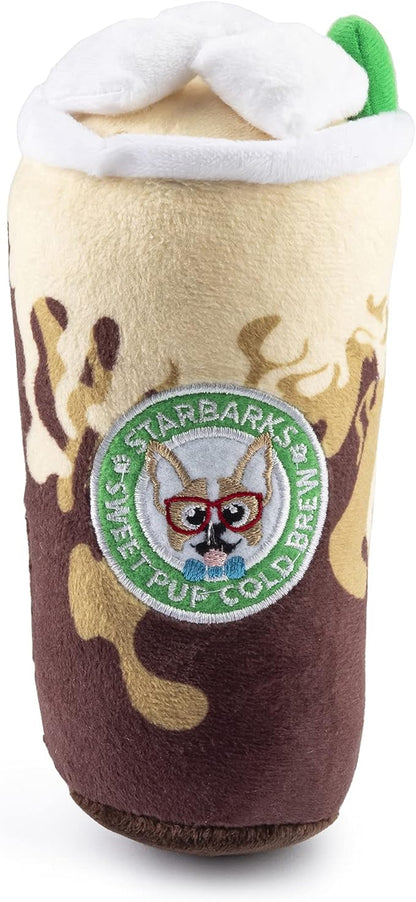 Haute Diggity Dog Starbarks Sweet Pup Cold Brew, Plush Designer Dog Toys with Interactive Squeaker, Stimulating Pet Enrichment, Machine-Washable & Safe Materials for All Breeds, One Size