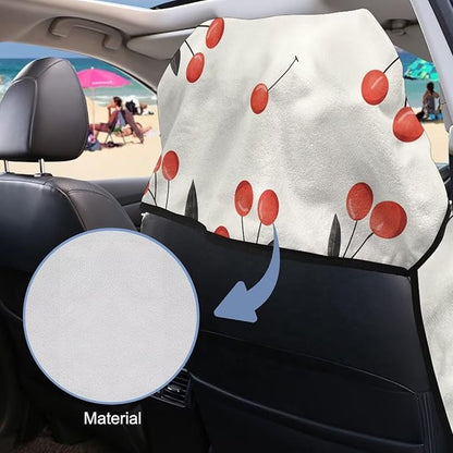 SEANATIVE Red Cherry Sweat Towel Seat Cover, Premium Car Seat Towel Protector for Trucks SUV Jeep, Universal Seat Covers for Post Gym Workout, Running, Swimming, Beach