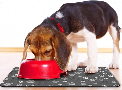 Dog Food Mat, Absorbent Water Bowl Mats Cat Pet Feeding Placemats Dark Gray 12 * 20 inch