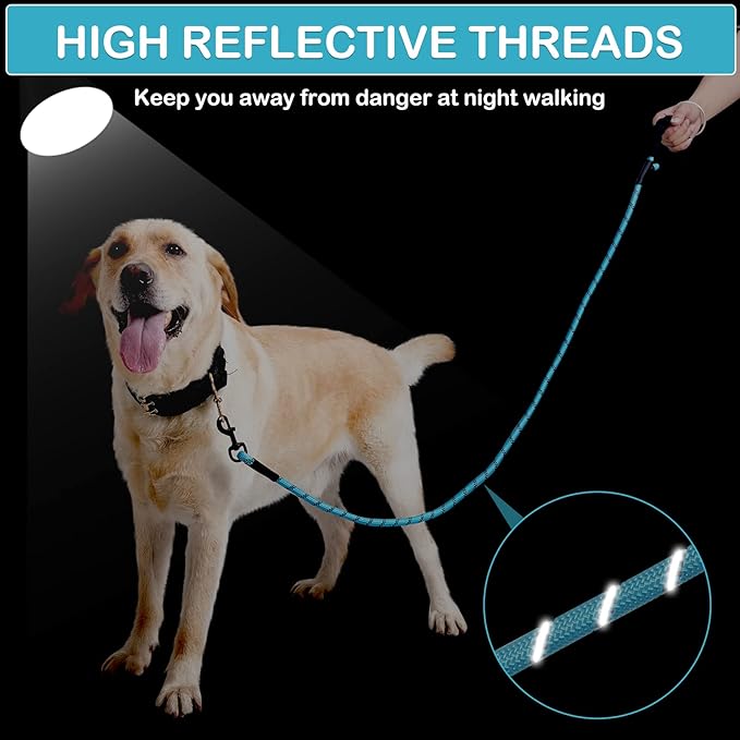 Rttochfy Rope Dog Leash 2/4/5/6/8/10 FT with Comfortable Padded Handle and Highly Reflective Threads for Small Medium and Large Dogs Heavy Duty (1/2"-6 FT, Grey)