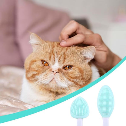 4Pcs Cat Acne Brush Set, Chin Treatment, Black Seed Exfoliating Brush, Dual Sided Silicone Brush for Chin Acne and Blackhead Exfoliation