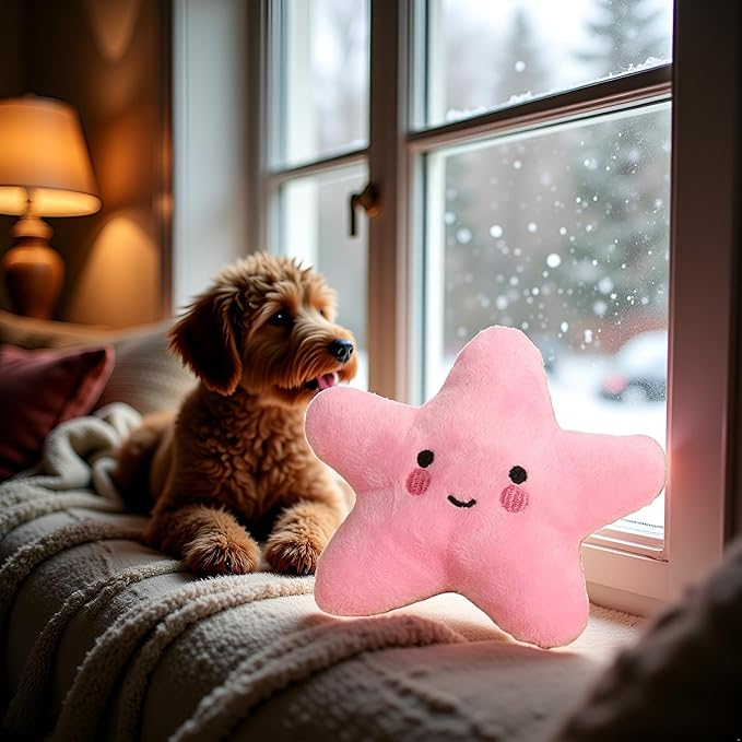 Pink Starfish Squeaky Dog Toy, Soft Plush Vocal Dog Plaything Pets Supplies Teddy Bichon, Squeaky Toys/Chew Toys for Medium Large Breed