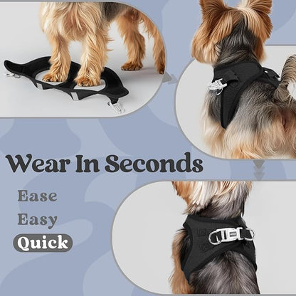 rabbitgoo Small Dog Harness, Step-in Soft Mesh Puppy Vest with Safety Buckle, Breathable Reflective Pet Harness for Small Sized Dogs, Black S