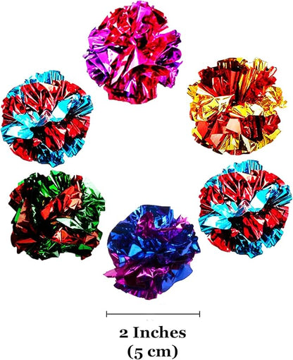 SunGrow Cat Crinkle Balls (Multicolor, 6 Pieces)